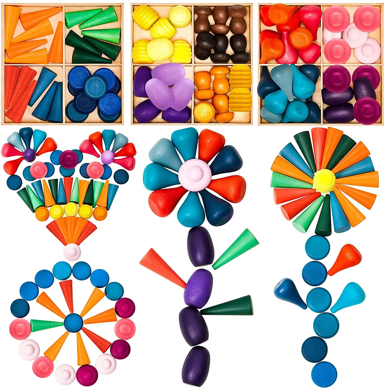 Blocks Cones Droplets Honeycomb Mushroom Popular Happy Kid Intelligent game Educational Wooden Learning Maze Toys For Children