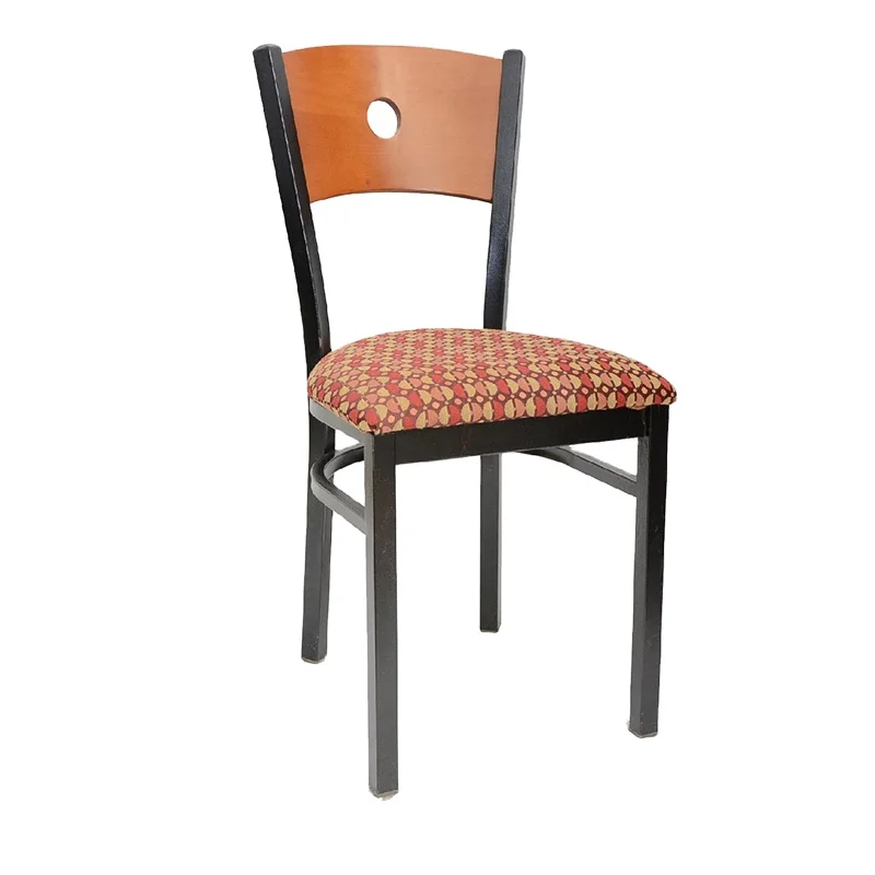 Metal Base Chair With Wood Back leather Seat In Restaurant metal chair in dinning room iron chair for kitchen