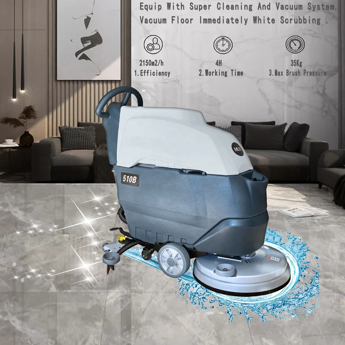MLEE-510B Shop Mall Villa Church Floor Washing Concrete Tile Granite Automatic Floor Sweeping Machine