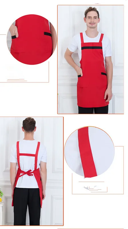 Supermarket work clothes pinafore fashion fruit shop restaurant cafe waiter apron with printed embroidered words