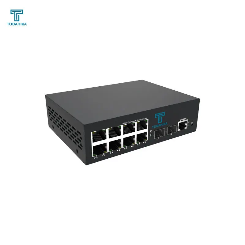 2 * Gigabit SFP 8 * 10 / 100 / 1000Base - T PoE External Power Supply DC52V 120w network switch