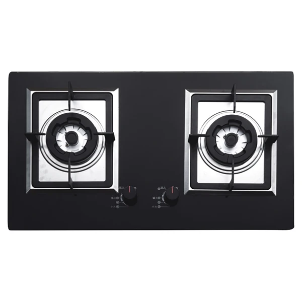 Hot selling low price built in glass stove top double 2 burners Copper burner gas cooker 2 plate stove table top gas stove