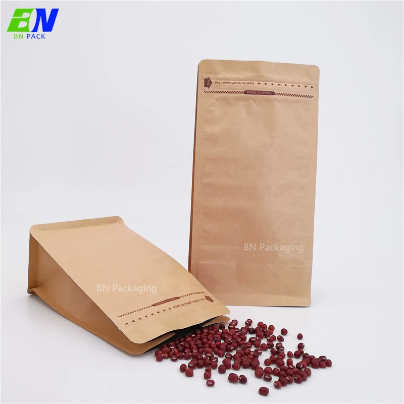 Eco friendly sachet flat pouch packaging Kraft compostable heat seal bags