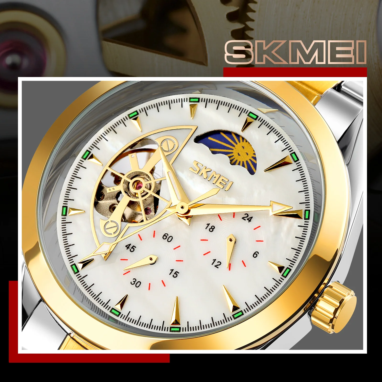 2021 New Arrival Skmei 9237 Factory Price mechanical watch Water water Resistant stainless steel automatic mechanical watch
