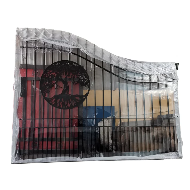 High Quality Galvanized Wrought Iron Swing Driveway Gates Eco-Friendly Metal Boundary Wall Fencing Gate with Grill Design