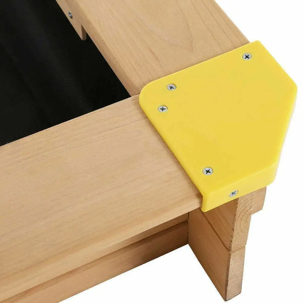 Outdoor Wooden Sandbox Complete Beach & Sand Toys Sand Pit Set with Plastic Box and Canopy for Kids