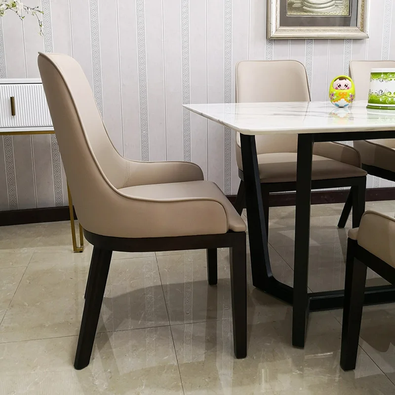 Nordic luxury dining room furniture sillas de comedor italian style leather dining chairs hotel solid oak wood leg chairs