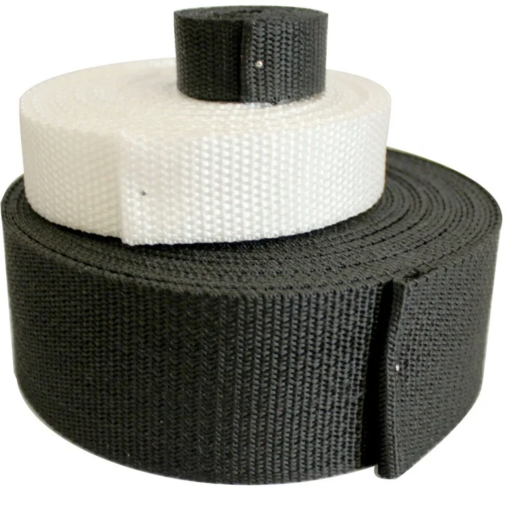 25mm 38mm 1/2 inch 1 inch black white national style woven stripe jacquard RPET recycled printed polyester plain webbing strap