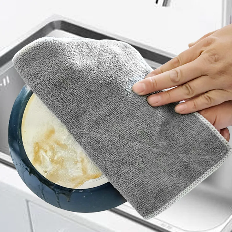 Wholesale Eco-friendly Household Natural Thickened Double-sided Microfiber Bamboo Kitchen Towel Cleaning Cloth