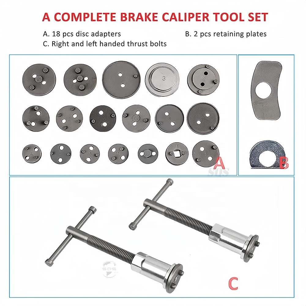 SQS High-Quality 22Pcs Universal Vehicle Tools Brake Caliper Piston Pad Expansion Repair Brake Kit Vehicle Tools Brake Pad Tool
