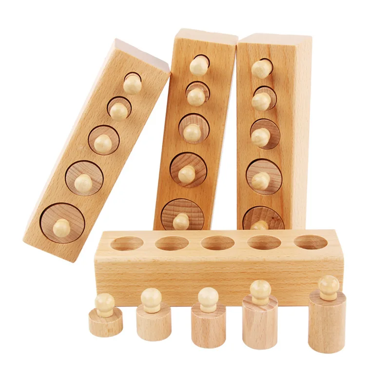 Wooden Cylinder Socket Blocks Toys Kids Montessori Toys Preschool Early Learning Educational Toys for Children Toddlers
