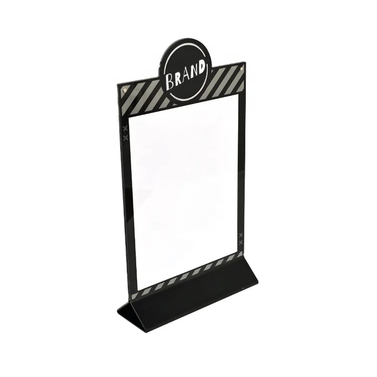 APEX Black Acrylic Sign Holders Double Sided Menu Holder Table For Restaurant