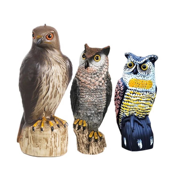 Owl Bird Scarecrow Decoy Plastic Owl Bird Deterrents Nature Enemy Pest Repellent for Outdoor Garden Yard