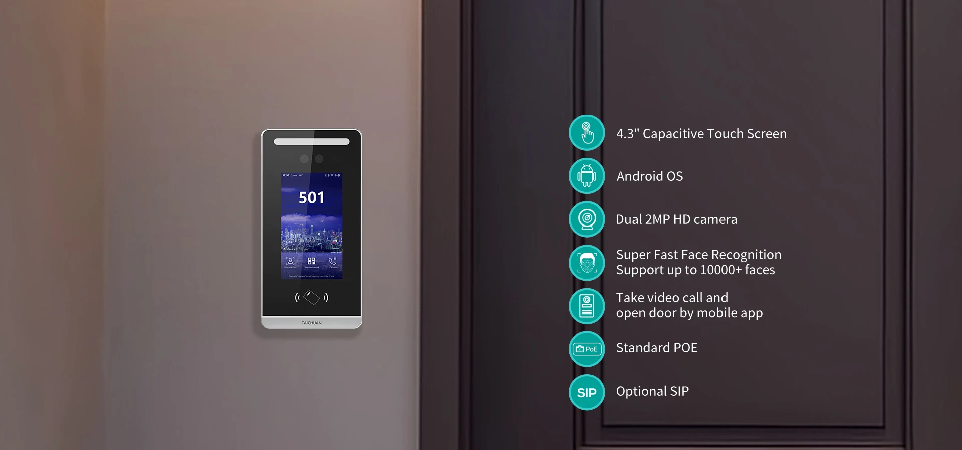 4.3 Inch Face Recognition Villa Apartment RFID Intercom Video Door Phone