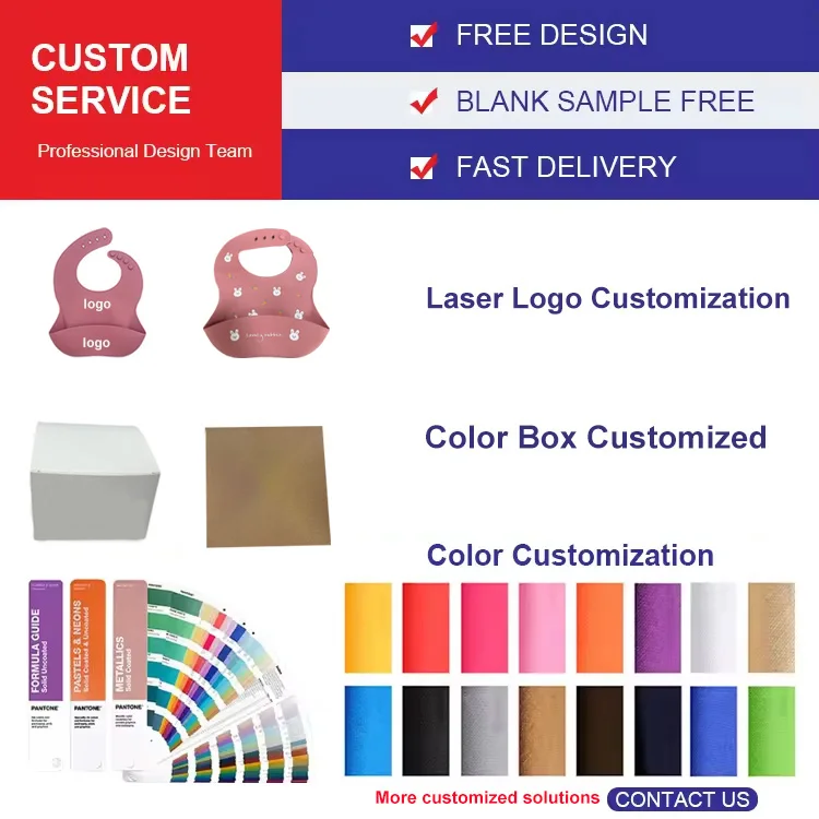 OEM baby feeding silicone bibs waterproof soft apron smock baby tableware bibs custom shape color printed bibs