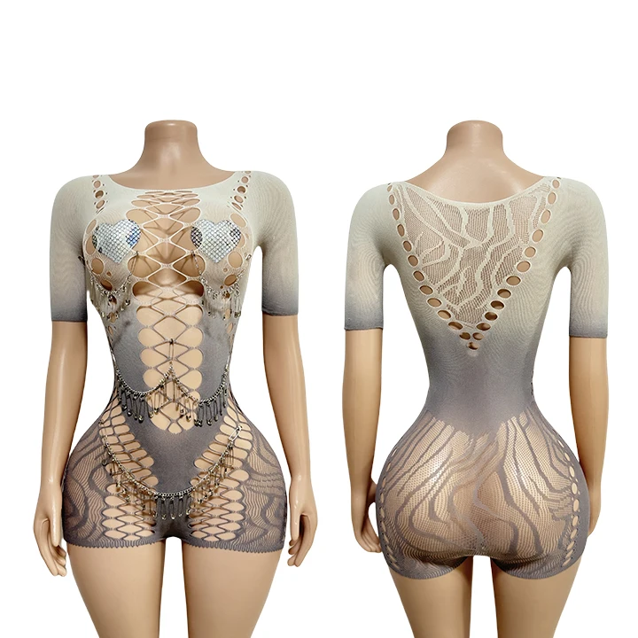 Rave Outfit Festival Safety Pin Charms Ballroom Leotards Exotic Dancewear Women Dance Wear Pole Dance Wear
