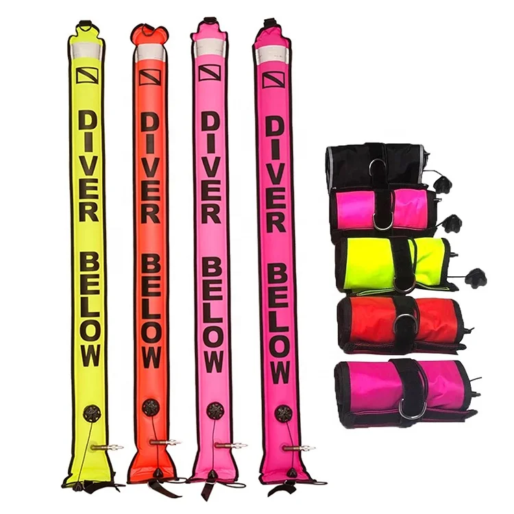 5FT SMB Surface Safety Signal Buoy Marker Buoy Inflatable Tube Sausage Submersible Scuba Diver Accessory