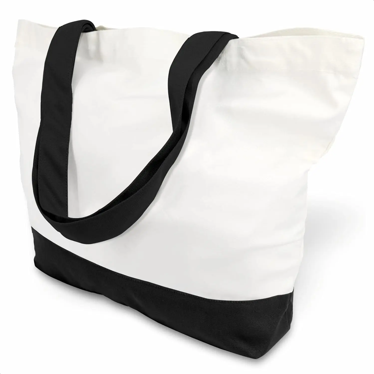 Wholesale Large 12oz Cotton Canvas Reusable Grocery Shopping Fashionable Two-Tone Cloth Blank Tote Bags