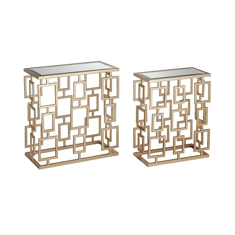 Living room furniture home metal mirror tea table coffee table shelf  cabinet