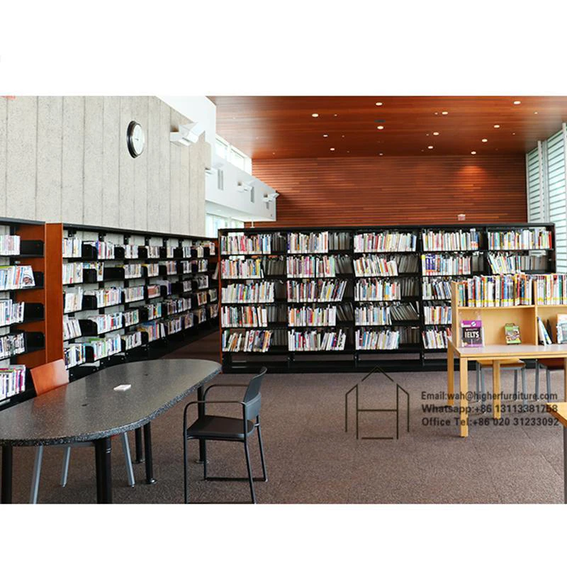 Библиотечная мебель деревянная Защитная двухсторонняя металлическая книжная полка библиотечная книжные полки