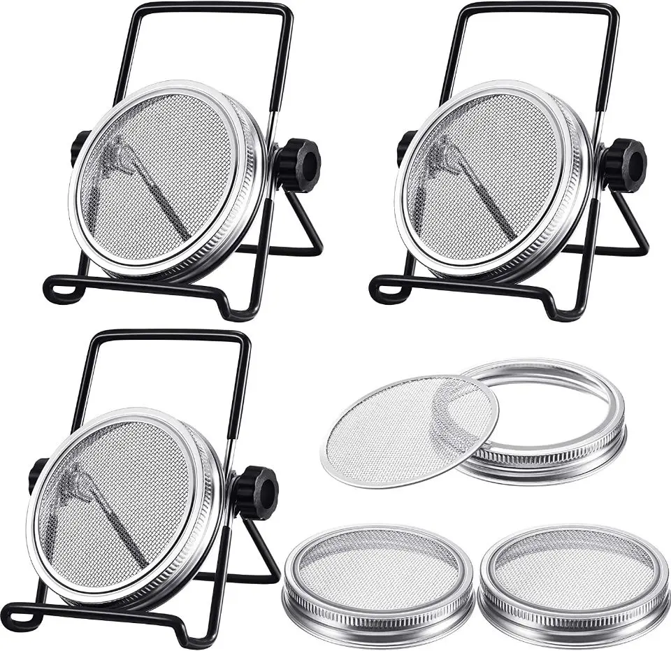 Sprouting Stand and Stainless Steel Sprouting Lids for Mason Jar