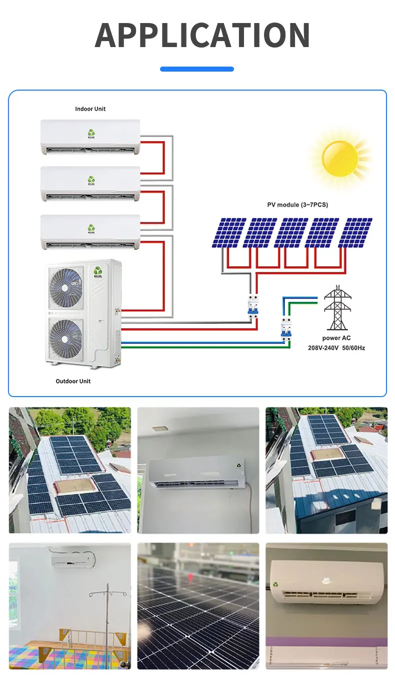 45000BTU 60000BTU Residential Industrial use Solar power AC/DC on grid Air Conditioning wall Mount Multi Split System Vrf