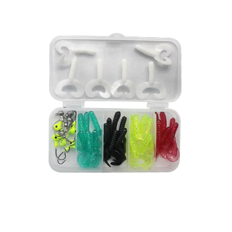 C OEM ODM 40 pieces soft bait free bait box set nude color lead hook fishing accessories soft worm lure set