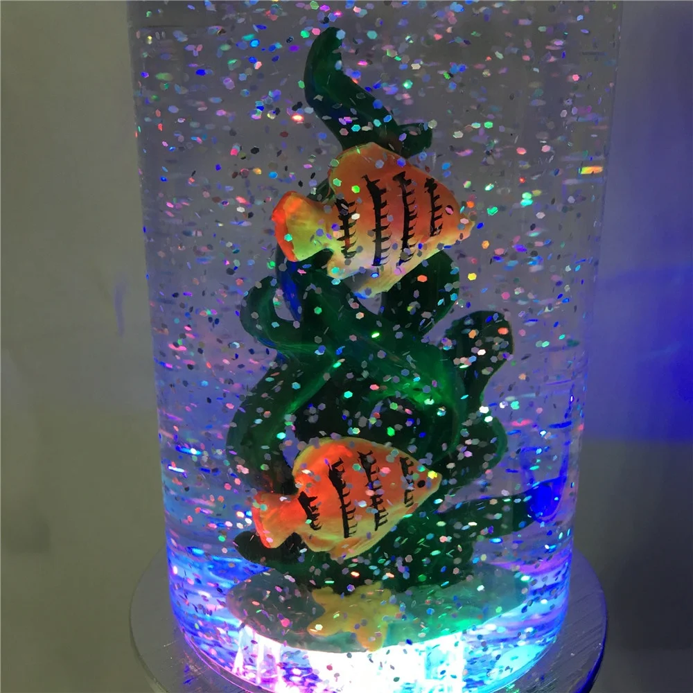 
Fish and Coral Summer Theme Water Swirling Glitter Liquid Candle with Candle Holder for Summer Decoration 