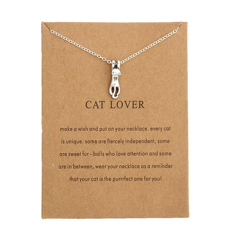 Korean Necklace Fashion Jewelry Gold Lucky Cat Necklace for Women Girls Dainty Chain Cute Cat Pendant Necklace