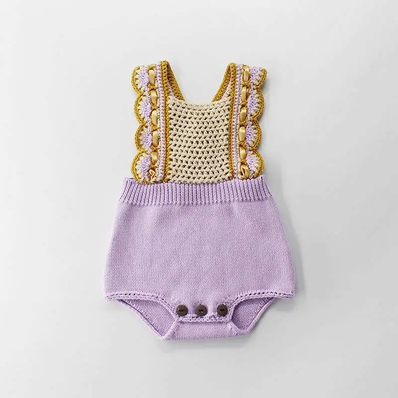 1 month baby girl clothes  Baby knitted noble romper Baby sleeveless designer romper