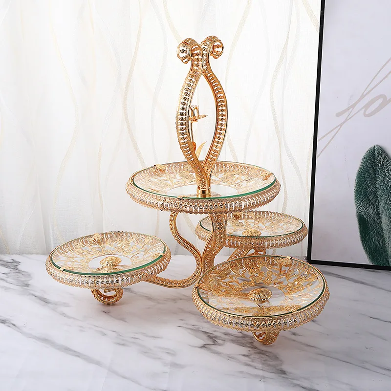 Hot Sale Cake Display Stand Luxury 4 Layer Serving Tray Platter Dessert Holder For Wedding Party Home Decor