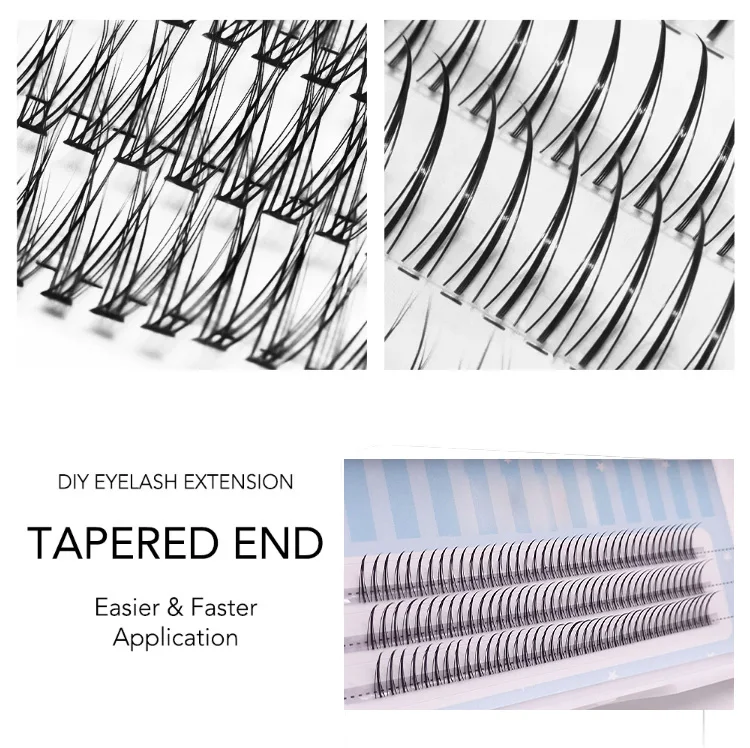 wholesale korean pbt 20mm long silk lash extension clusters d curl eyelash glue adhesive and bond for cluster diy lashes