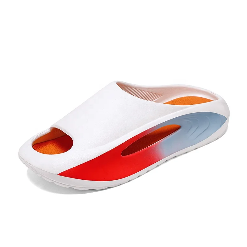 2024 Simple Women White Slippers Soft Custom Fashion Double Colors Swing Shoes Home Light Weight Elastic Strap Slippers