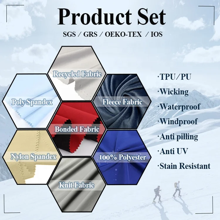 3 layer bonded waterproof fabric 4 way stretch polyester windproof outdoor fabric softshell jacket