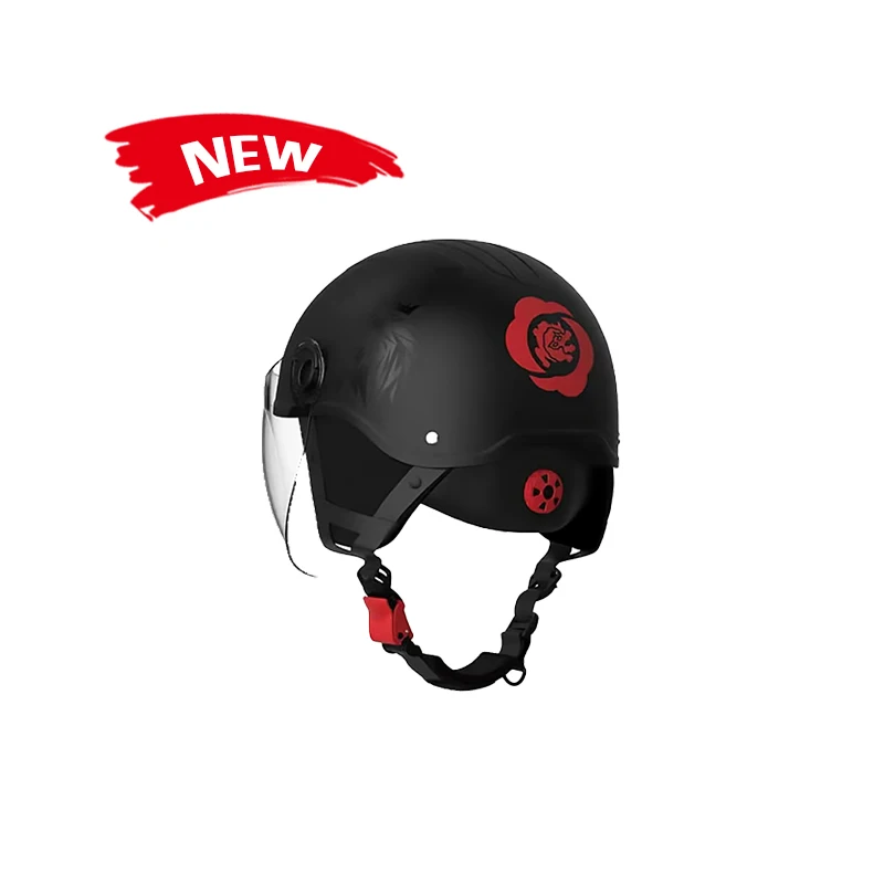 Open Face Helmet 3 Layers Of Protection Adjustable Head Girth Classic Helmet With Warning Light Safe And Eye-Catching