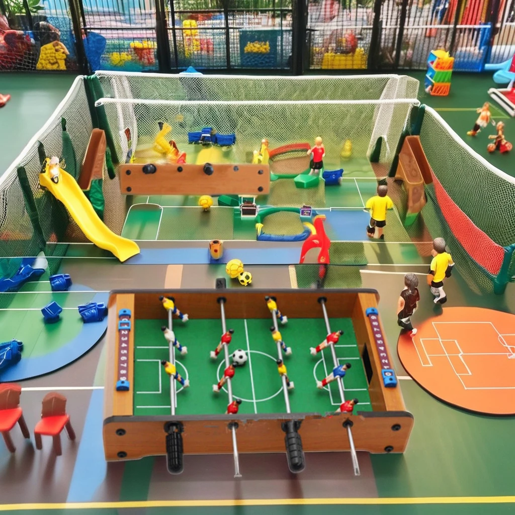 Mini Brown Wooden Game Table Easy-Carry Indoor Soccer Table for Children OEM Service Baby Foot Game Table-GB0332-S