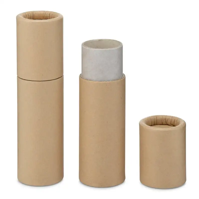 100% Biodegradable Cosmetic container Kraft Push Up Tubes Brown Paperboard Push Up Lip Balm Tubes Eco Friendly 1/2 OZ