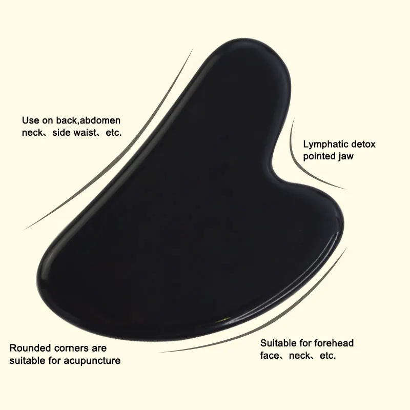 Obsidian Gua Sha stone Beauty face massage roller  jade guasha massage stone for Skin Care