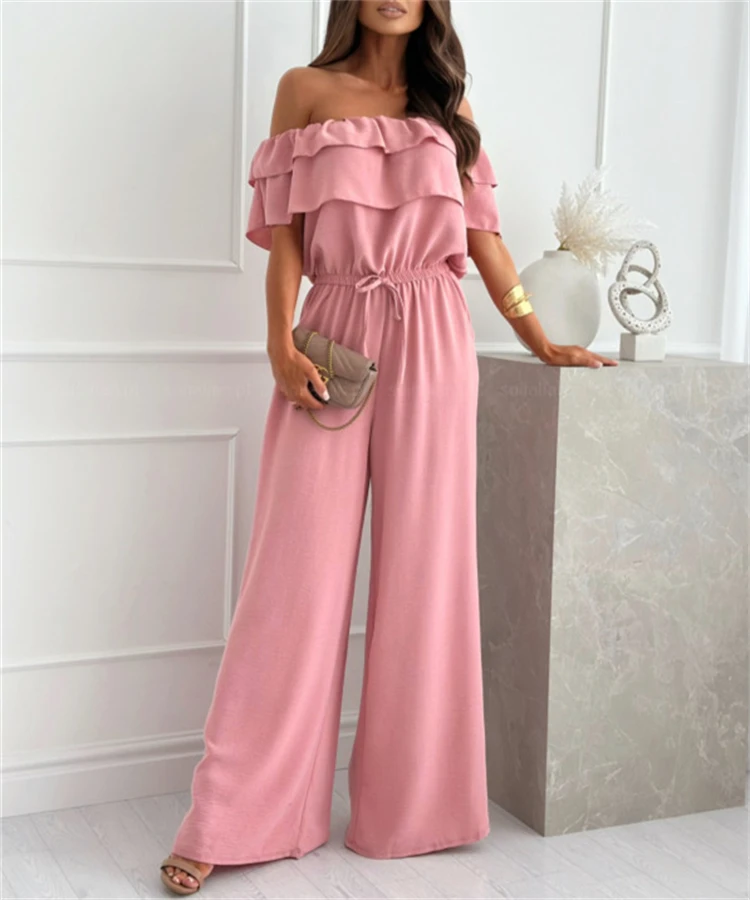 Summer Fashion Chic Off Shoulder Solid jumpsuits elegant for women