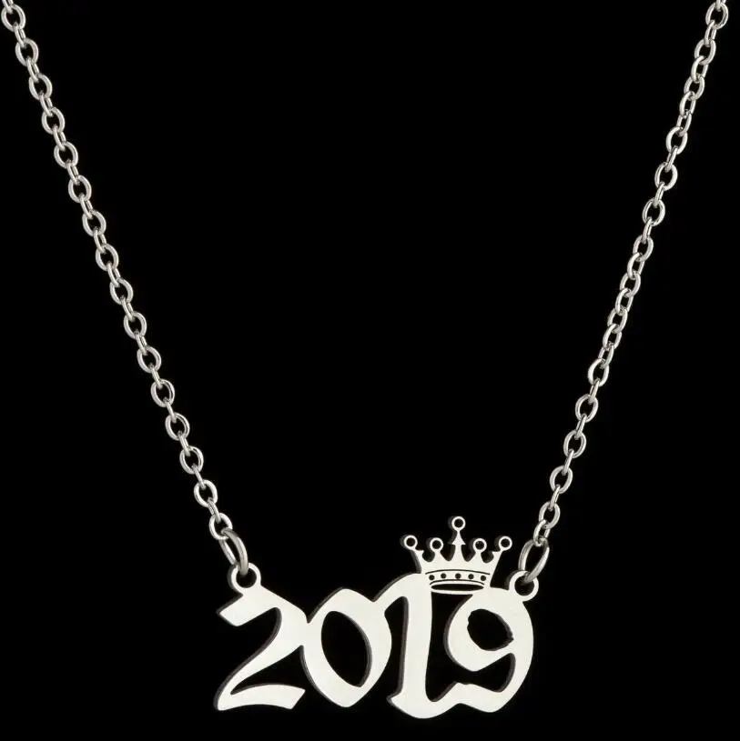 18K Gold Plated Stainless Steel 1980 To 2024 Crown Year Necklace Birthday Number Pendant Necklace