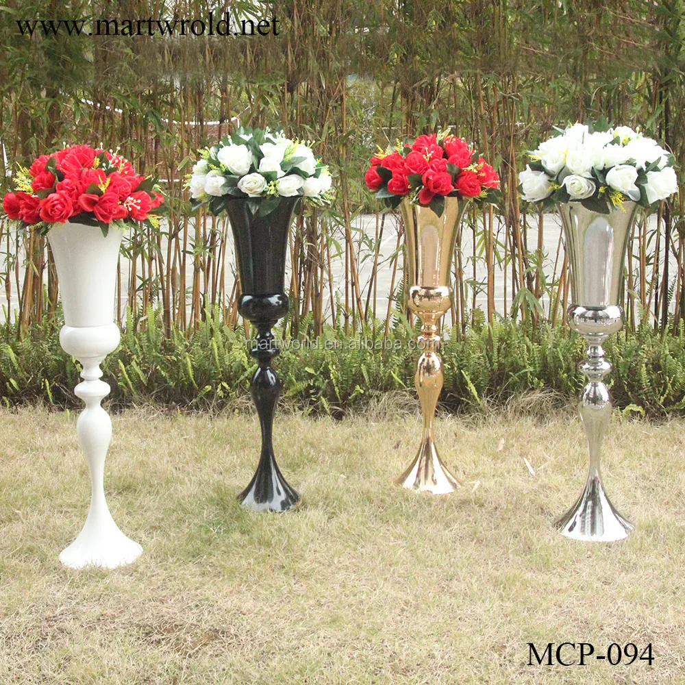 wholesale metal trumpet vase decor wedding decorative  tall table centerpiece for party indoor/outdoor decoration(MCP-09