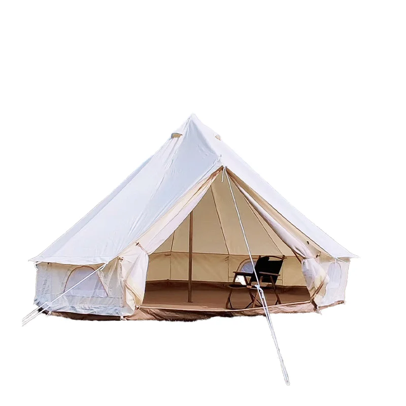 Luxury Canvas Cotton Bell Tent New Design 3M/4M/5M/6M Outdoor Camping Yurt 4 Seasons Aluminum Glamping Automatic 5-12 Hotels