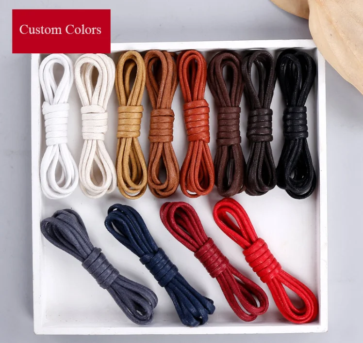 OEM sample free  waxed 100% cotton mens formal dress leather shoes shoelaces