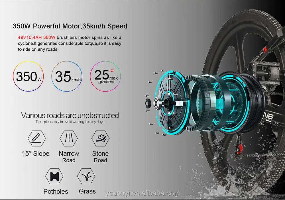 26 inch Moped Electric Bicycle Fashion Europe 48v 350w Motorcycle Folding Motor ebike Frame Power Li-ion Battery Electric Bike