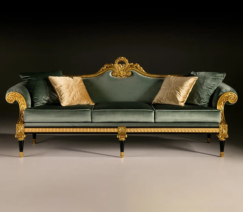 European fabric sofa combination living room solid wood carved sofa French palace furniture custom house