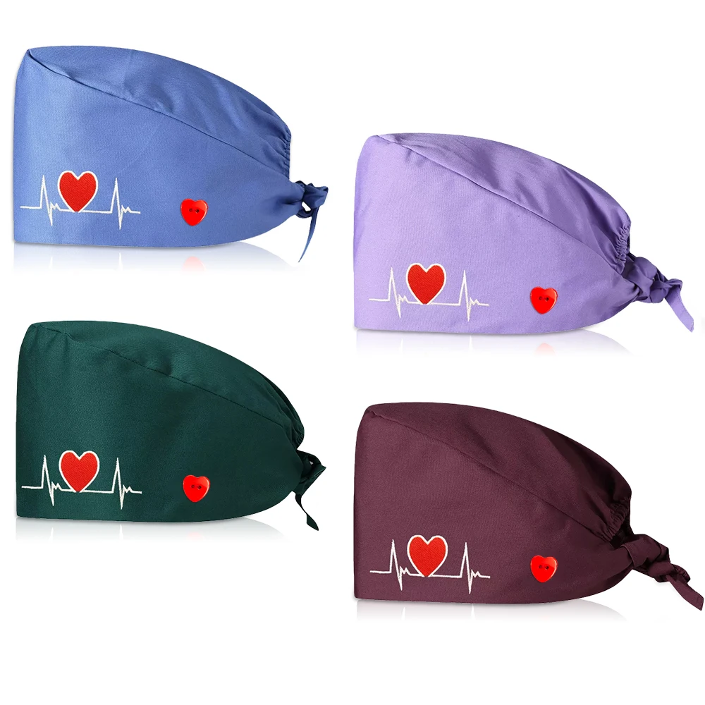 Custom Adjustable Hats Medical Scrubs Cap Hospital Cotton Print Cap With Button Dentist Clinic Surgical Caps