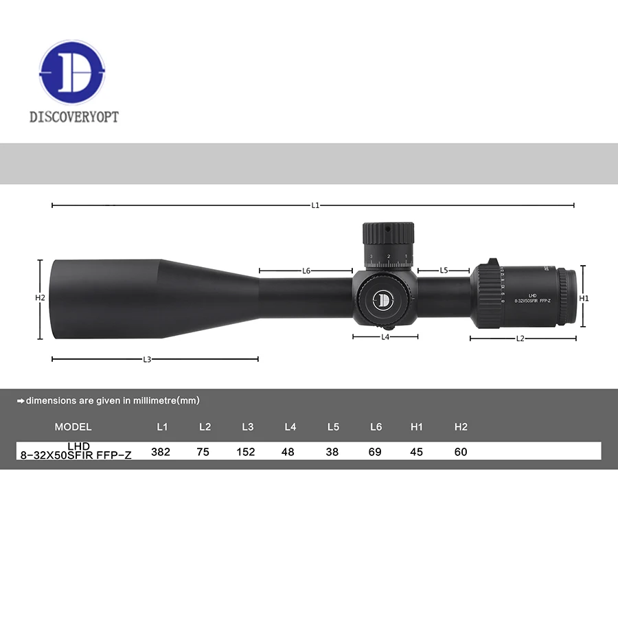 Discoveryopt OEM Optic 8-32x50 SFIR FFP Long Range Telescoptic Sight Glass Reticle Side Parallax Tactical Scope