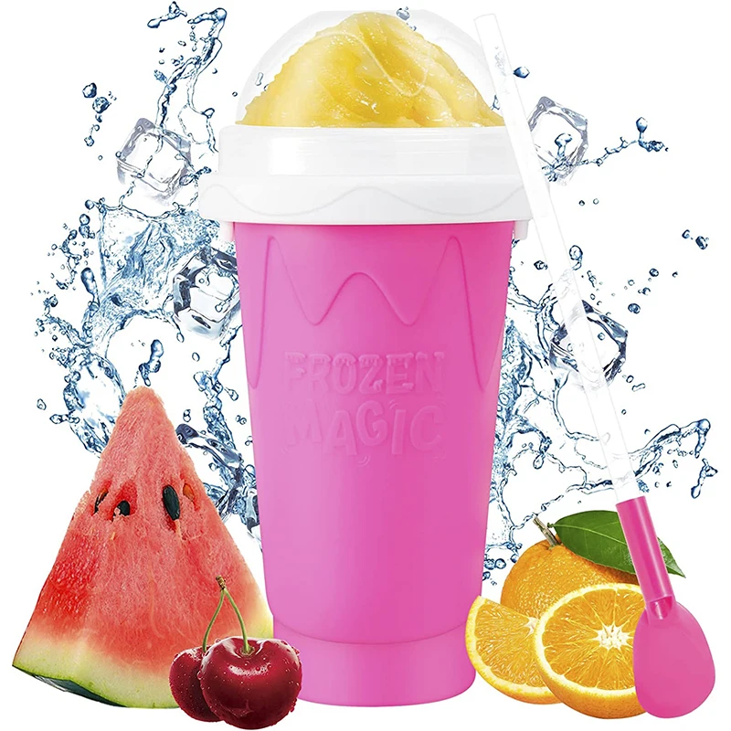 Wholesale Silicone Slushie Maker Cup Double Layer Squeeze Slushy Maker Ice Cream Quick Frozen Smoothies Cup