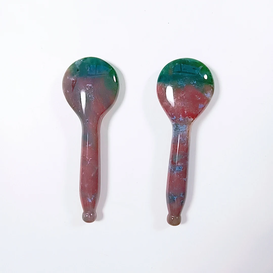 Huiying Cina products wholesale natural massage stone gem guasha scraping Indian agate gem gua sha tools spoon