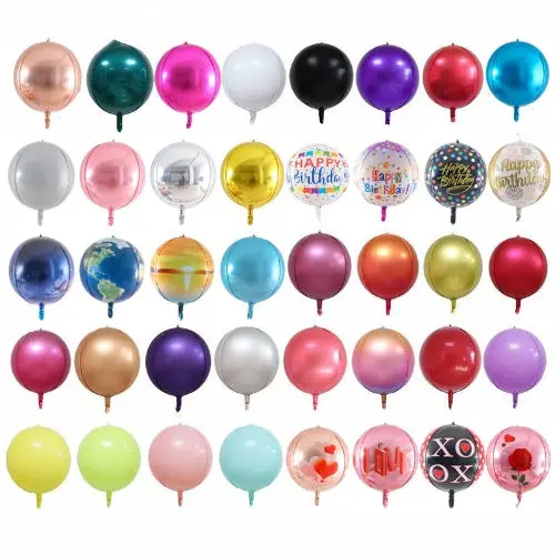 Various Colors 22 inches 4D Full Round Foil Mylar Balloons 4D Circle Cubic Diamond Shape Helium Decoration Foil Balloons